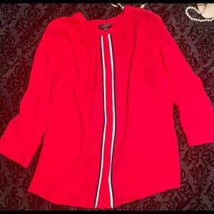 The limited sz small red blouse button down collar